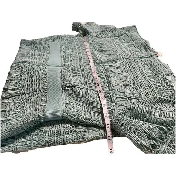 Eva Mendes NY&C Crochet Lace Midi Cocktail Dress Mint Green Petite‎ M NWT - Picture 10 of 15